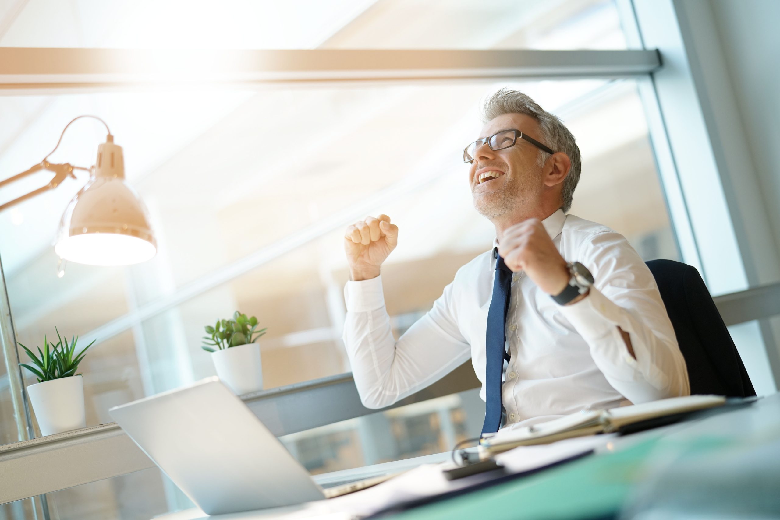 Happy businessman having a good day